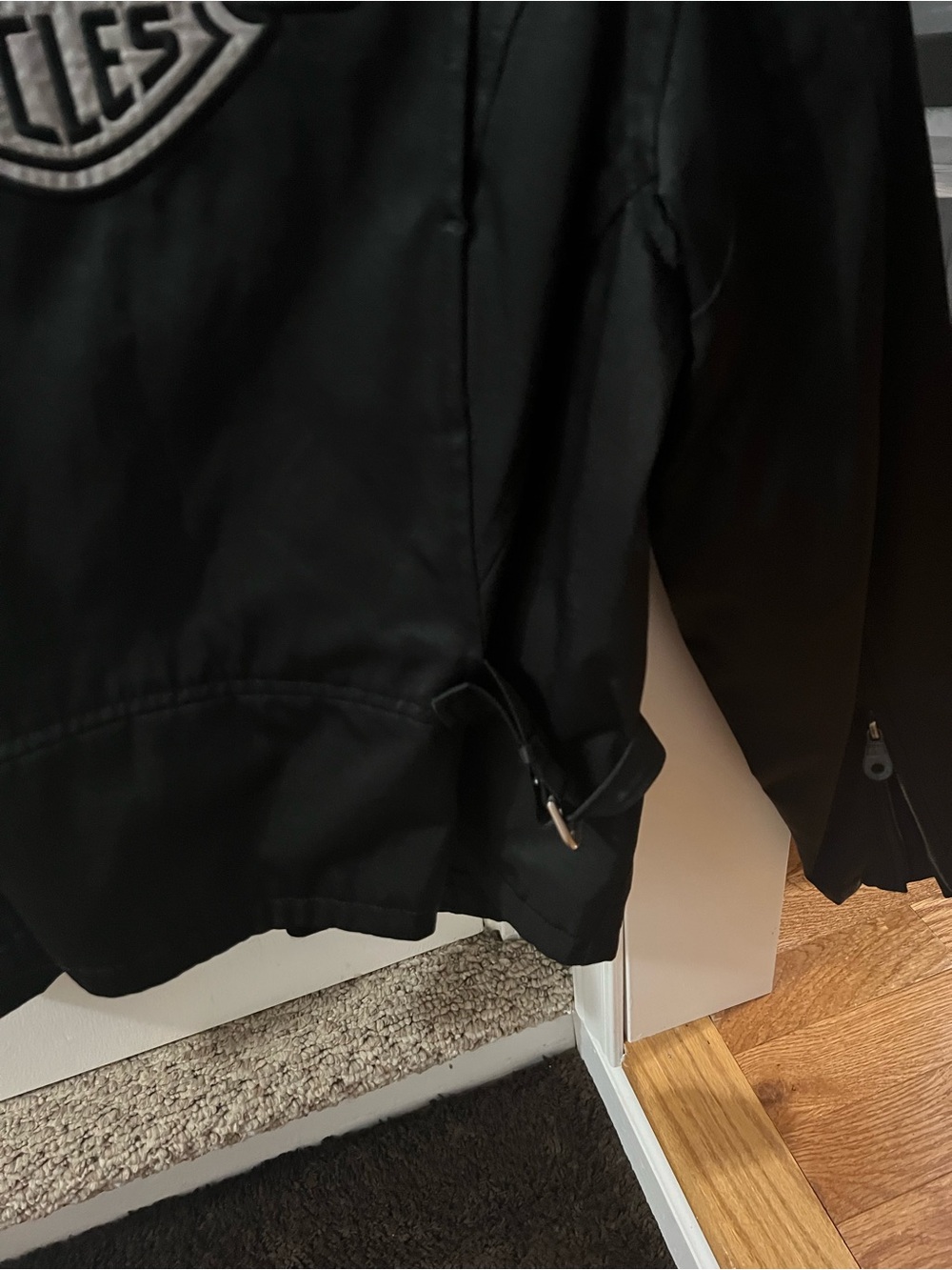 Harley-Davidson Black Biker Jacket with Chest Patch - Picture 7 of 8